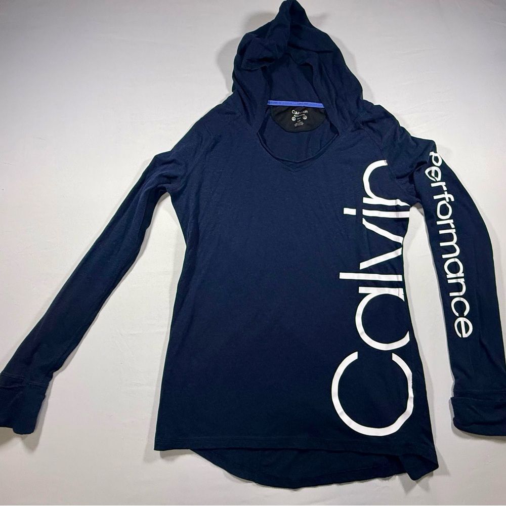Calvin Klein Performance Navy Long-Sleeve Hooded Top Size L